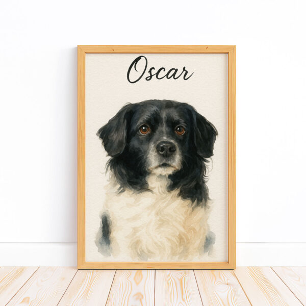 Custom Pet Portrait of Oscar in Beautiful Watercolor Style Framed Art Print - Image 5