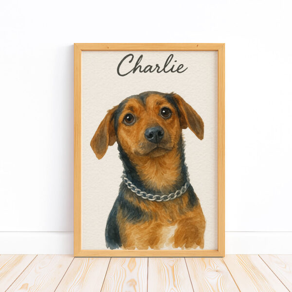 Personalized Dog Portrait Print for Pet Lovers - Charlie Dog Watercolor Artwork in Elegant Framed Design - Image 5