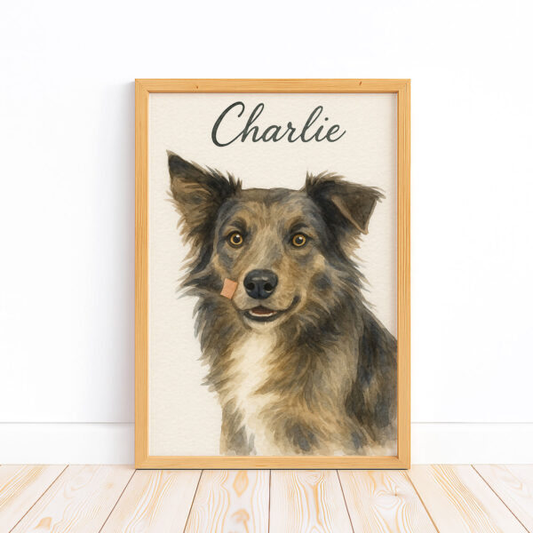Personalized Dog Portrait Art Print Featuring Charlie the Dog in Watercolor Style - Image 5
