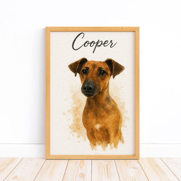 Custom Watercolor Dog Portrait Art Print Featuring Your Pet Cooper in a Stylish Frame - Image 5