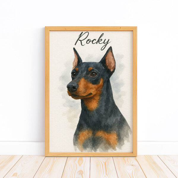 Personalized Watercolor Dog Portrait Custom Art Print for Pet Lovers Featuring Rocky the Doberman - Image 5