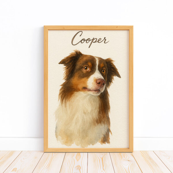 Personalized Watercolor Dog Portrait of Cooper in Elegant Frame for Pet Lovers - Image 5