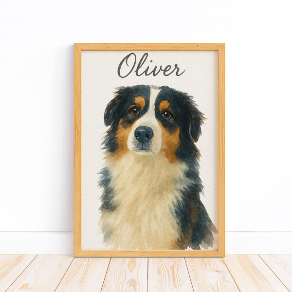 Personalized Watercolor Dog Portrait of Oliver Perfect for Home Decor and Pet Lovers - Image 5
