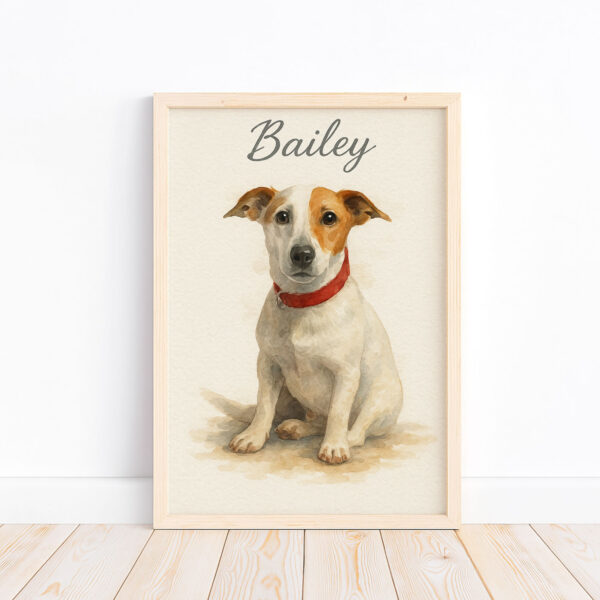 Personalized Watercolor Dog Portrait of Bailey Framed Wall Art for Pet Lovers - Image 4