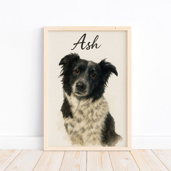Personalized Dog Portrait Print of Ash in Beautiful Watercolor Style for Dog Lovers - Image 4