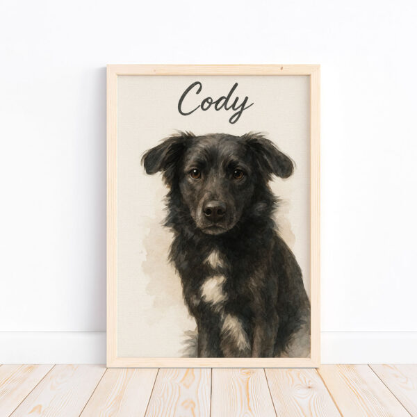 Personalized Watercolor Dog Portrait of Cody – Finest Custom Pet Art Decor for Dog Lovers - Image 4