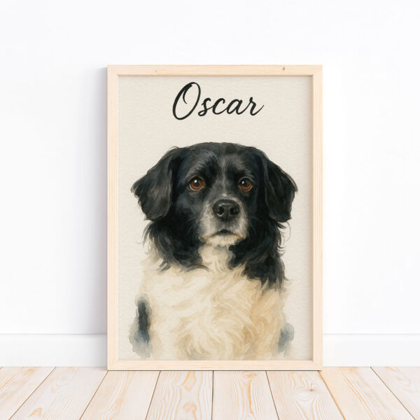 Custom Pet Portrait of Oscar in Beautiful Watercolor Style Framed Art Print - Image 4