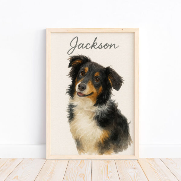 Personalized Dog Portrait Print of Jackson in Watercolor Style for Pet Lovers - Image 4