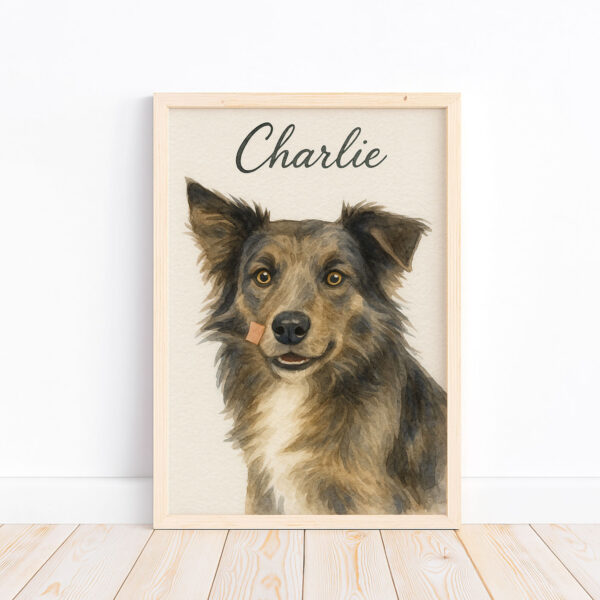 Personalized Dog Portrait Art Print Featuring Charlie the Dog in Watercolor Style - Image 4