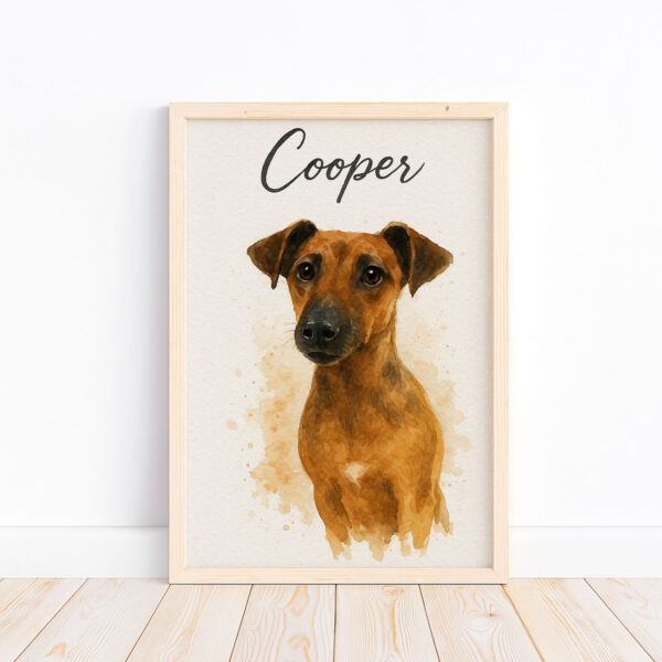Custom Watercolor Dog Portrait Art Print Featuring Your Pet Cooper in a Stylish Frame - Image 4