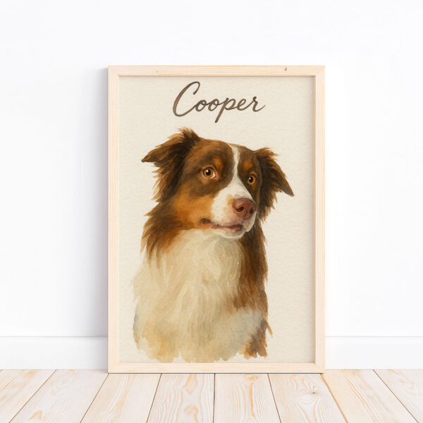 Personalized Watercolor Dog Portrait of Cooper in Elegant Frame for Pet Lovers - Image 4
