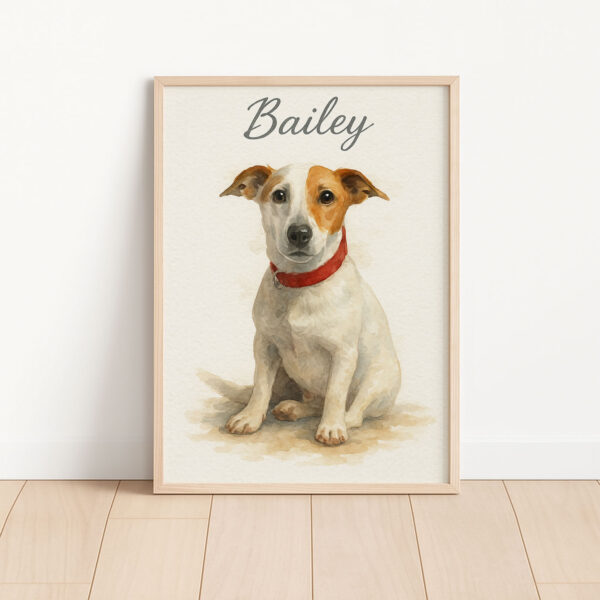 Personalized Watercolor Dog Portrait of Bailey Framed Wall Art for Pet Lovers - Image 3