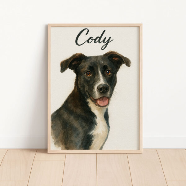 Personalized Watercolor Dog Portraits Featuring Your Pet's Name - Custom Gift for Dog Lovers - Image 3