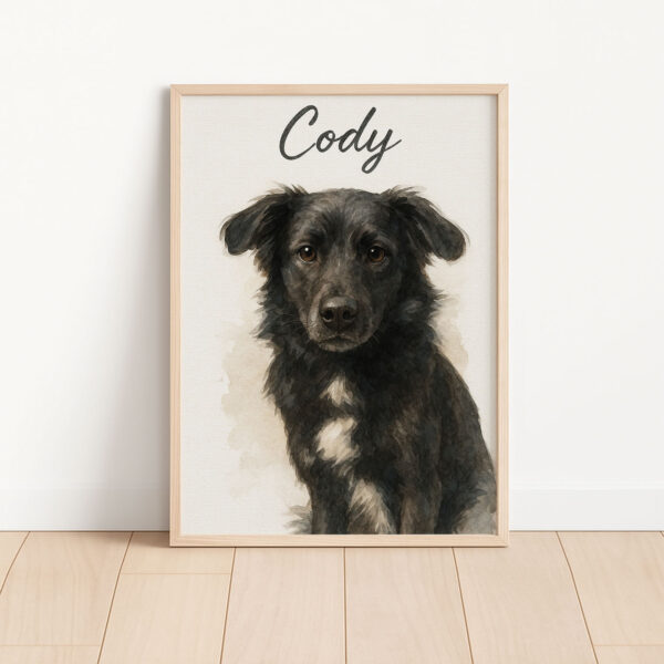 Personalized Watercolor Dog Portrait of Cody – Finest Custom Pet Art Decor for Dog Lovers - Image 3
