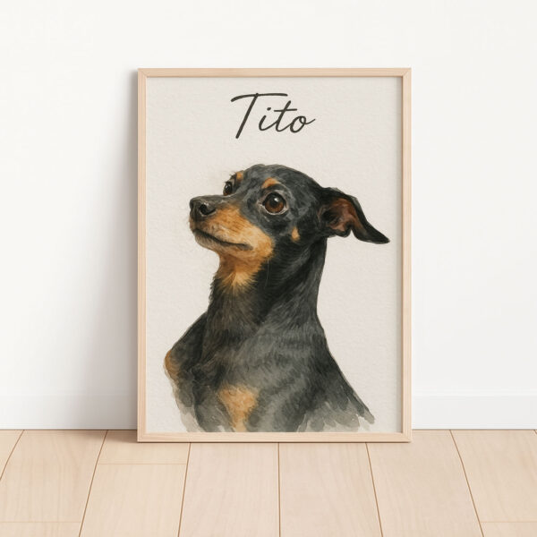 Personalized Dog Portrait Art Print of Tito in Watercolor Style for Pet Lovers - Image 3