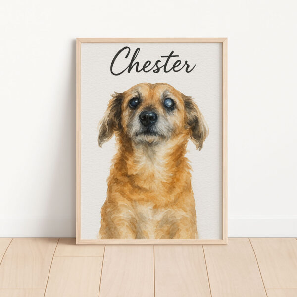 Personalized Watercolor Dog Portrait of Chester for Pet Lovers Stylish Home Decor - Image 3