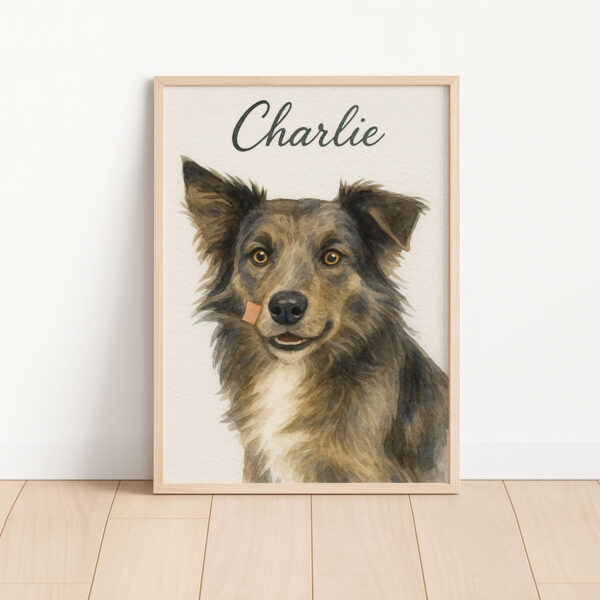 Personalized Dog Portrait Art Print Featuring Charlie the Dog in Watercolor Style - Image 3