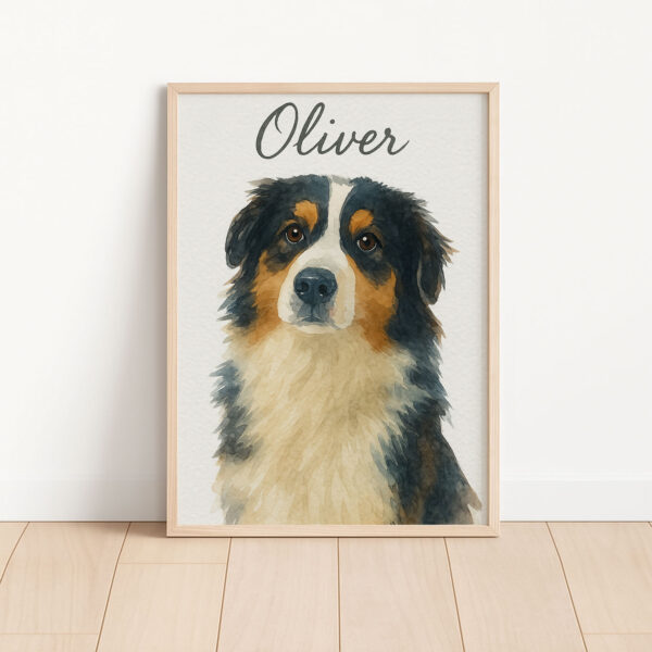 Personalized Watercolor Dog Portrait of Oliver Perfect for Home Decor and Pet Lovers - Image 3