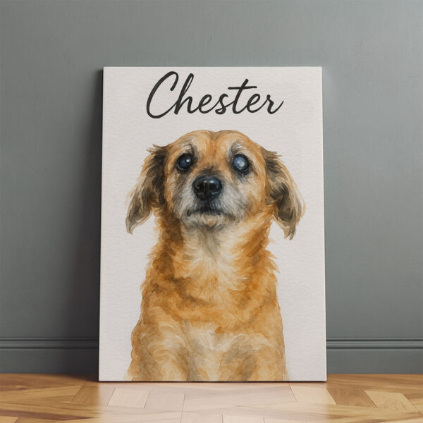 Personalized Watercolor Dog Portrait of Chester for Pet Lovers Stylish Home Decor - Image 2