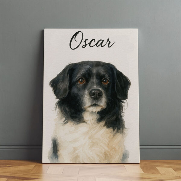 Custom Pet Portrait of Oscar in Beautiful Watercolor Style Framed Art Print - Image 2