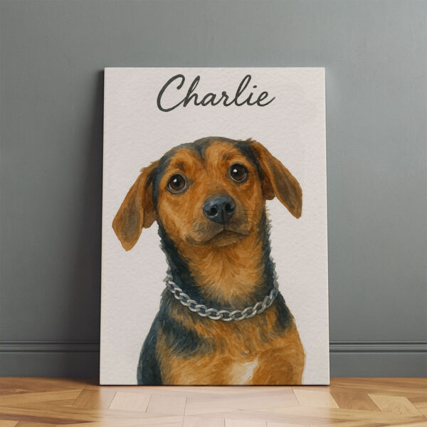 Personalized Dog Portrait Print for Pet Lovers - Charlie Dog Watercolor Artwork in Elegant Framed Design - Image 2