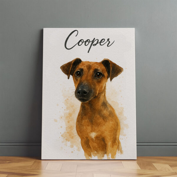 Custom Watercolor Dog Portrait Art Print Featuring Your Pet Cooper in a Stylish Frame - Image 2