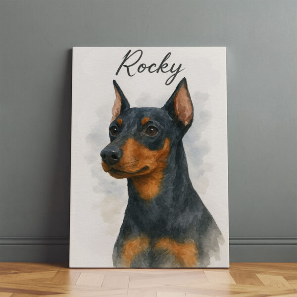 Personalized Watercolor Dog Portrait Custom Art Print for Pet Lovers Featuring Rocky the Doberman - Image 2
