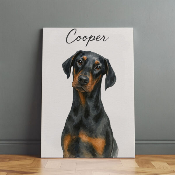 Custom Dog Portrait for Pet Lovers Featuring a Doberman Named Cooper in Elegant Framed Design - Image 2