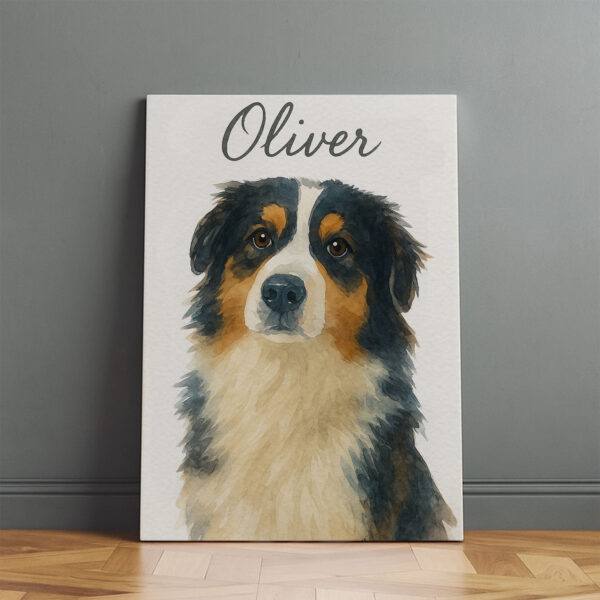 Personalized Watercolor Dog Portrait of Oliver Perfect for Home Decor and Pet Lovers - Image 2