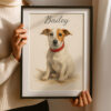 Personalized Watercolor Dog Portrait of Bailey Framed Wall Art for Pet Lovers
