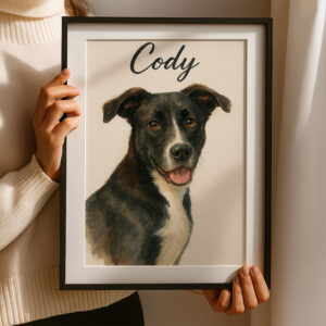 Personalized Watercolor Dog Portraits Featuring Your Pet's Name - Custom Gift for Dog Lovers