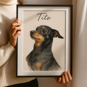 Personalized Dog Portrait Art Print of Tito in Watercolor Style for Pet Lovers