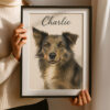 Personalized Dog Portrait Art Print Featuring Charlie the Dog in Watercolor Style