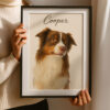 Personalized Watercolor Dog Portrait of Cooper in Elegant Frame for Pet Lovers