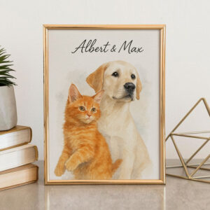 Personalized Watercolor Art of Pets: Custom Dog and Cat Portraits for a Unique Home Décor