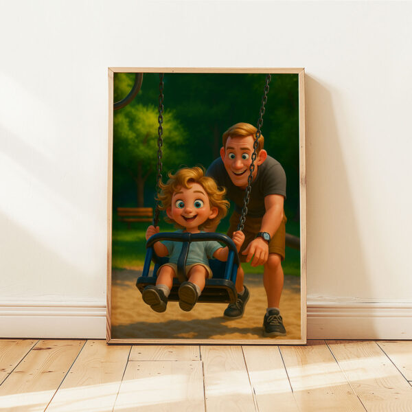 Charming Digital Art of a Mother and Daughter Embracing in Nature - Perfect for Family-Themed Decor - Image 2