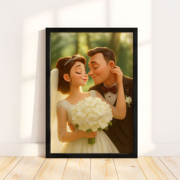 Charming Animated Wedding Portrait: Capturing Love and Happiness in a Whimsical Style - Image 2