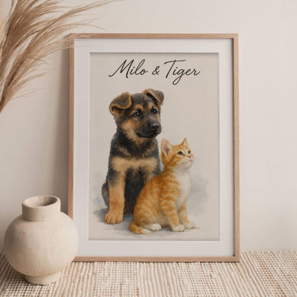 Personalized Watercolor Art of Pets: Custom Dog and Cat Portraits for a Unique Home Décor - Image 2