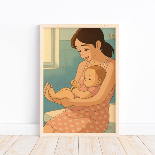 Heartwarming Mother and Baby Art Print: Cozy, Modern Illustration for Nursery or Baby Room Décor - Image 2
