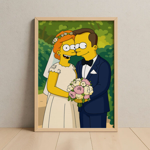 Whimsical Simpsons Wedding Art Print – Perfect Gift for Fans of Pop Culture and Unique Home Decor - Image 2