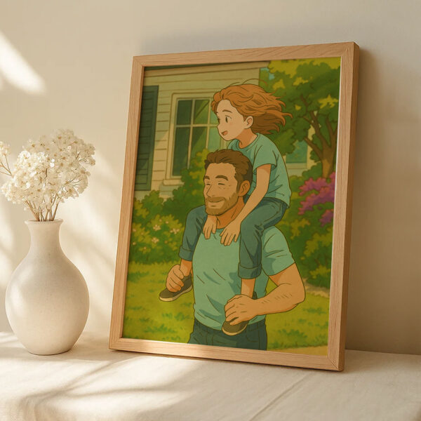 Heartwarming Mother and Child Embrace: Whimsical Art Print for Family Love and Joy - Image 3