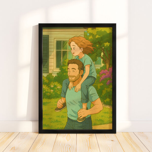 Heartwarming Anime Art of Mother and Child Embracing: Charming Illustration for Home Décor - Image 3