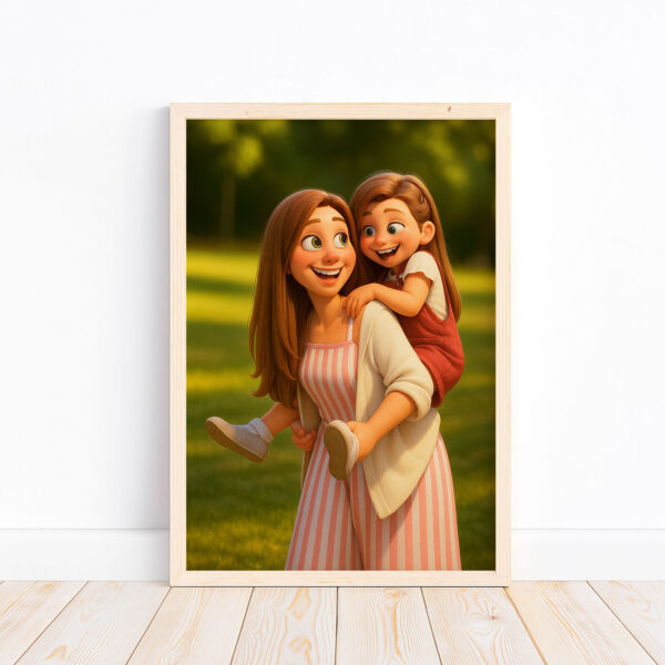 Heartwarming Cartoon Portrait of Father and Son in Vibrant Colors – Perfect Family Artwork for Your Home - Image 3