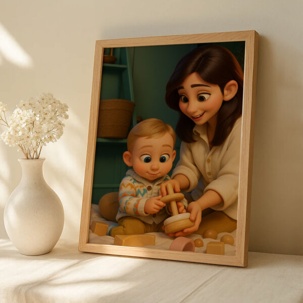 Heartwarming Digital Art of a Mother Bonding With Her Baby – A Beautiful Illustration in Whimsical Style for Your Home Decor - Image 3