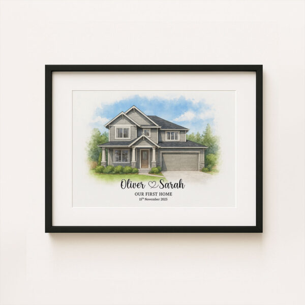 Custom Family Home Portrait in Watercolor Style – Perfect Gift for New Homeowners or Family Celebrations - Image 3