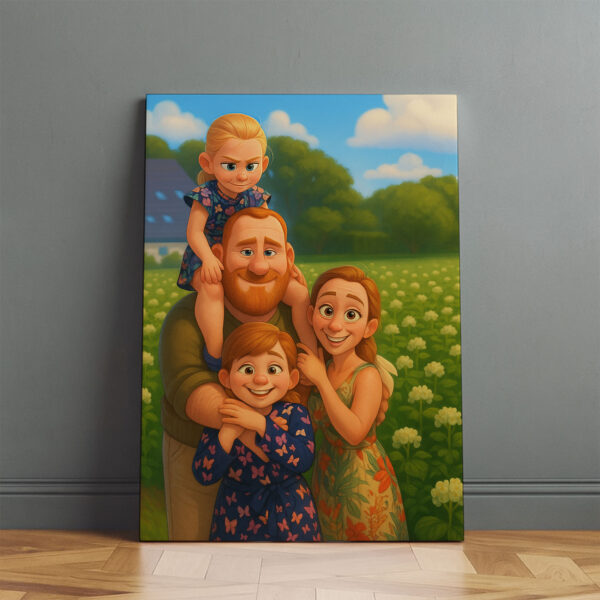 Whimsical Mother-Daughter Portrait: Heartwarming Cartoon Art for Your Home - Image 4