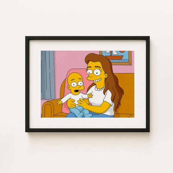 Charming Simpsons Artwork: Family Love Featuring Cartoon Mom and Baby Homer in Vibrant Colorful Style Art Print for Home Decor - Image 4