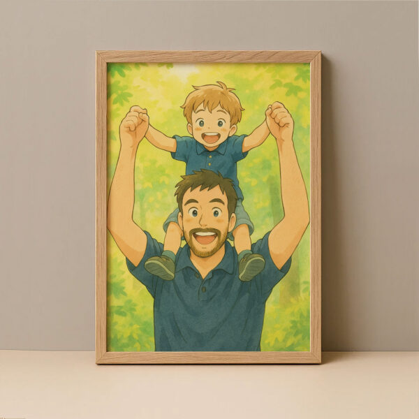 Heartwarming Anime Art of Mother and Child Embracing: Charming Illustration for Home Décor - Image 4