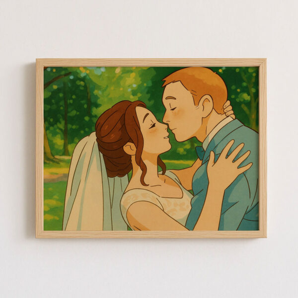 Romantic Wedding Kiss Art Print in Soft Pastel Colors – Perfect Home Decor for Newlyweds and Couples - Image 4