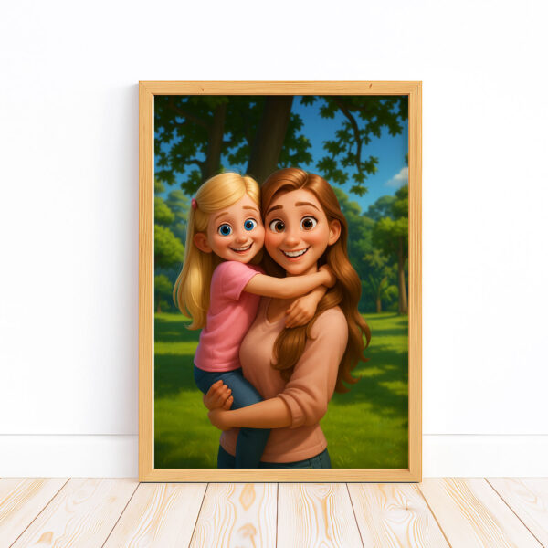 Heartwarming Cartoon Portrait of Father and Son in Vibrant Colors – Perfect Family Artwork for Your Home - Image 4